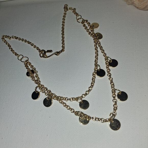 Gold Boho Necklace Gypsy Disc Charms Dangle Dance Dress Up Necklace Handmade - Picture 4 of 6